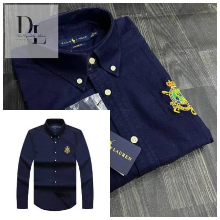 A Classic PRL Custom-Fit Men’s Badge Logo-Embroidered Long Sleeve Oxford Shirt