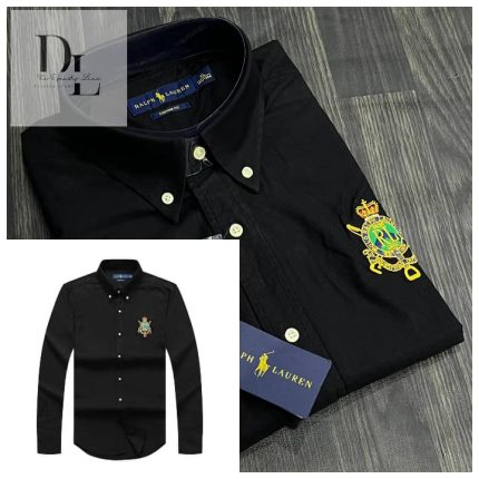 A Classic PRL Custom-Fit Men’s Badge Logo-Embroidered Long Sleeve Oxford Shirt