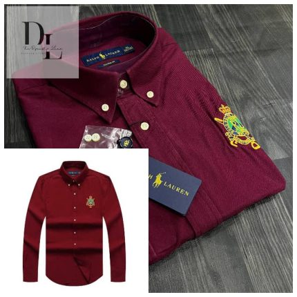 A Classic PRL Custom-Fit Men’s Badge Logo-Embroidered Long Sleeve Oxford Shirt