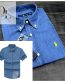 A Denim PRL Men’s Custom-Fit Logo-Embroidered Short Sleeve Oxford Cotton Shirt