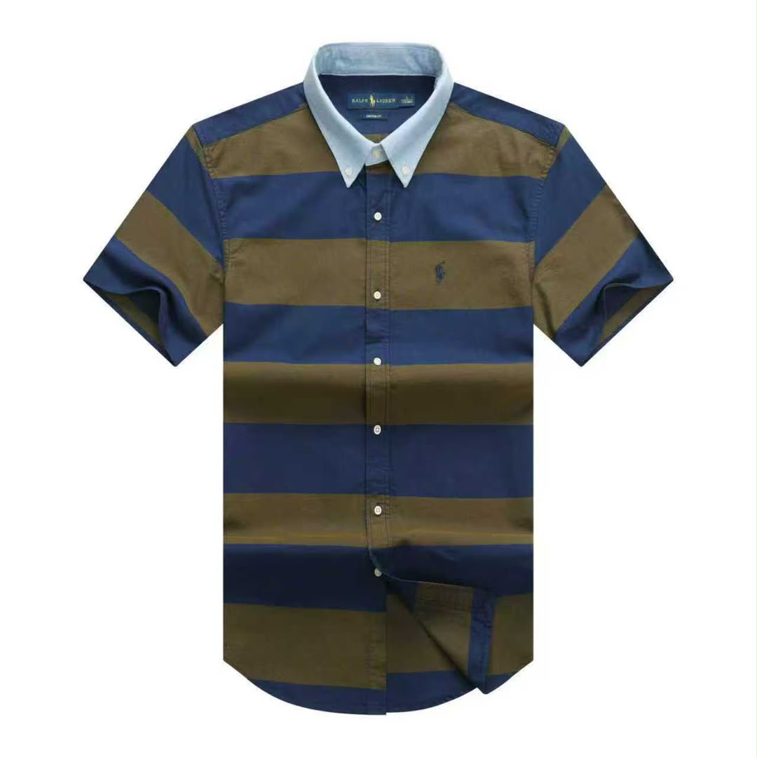 6629940e-28ed-4fc6-819c-fd6c4bb4d391 A Classic PRL Men’s Custom-Fit Logo-Embroidered Short Sleeve Oxford Cotton Shirt