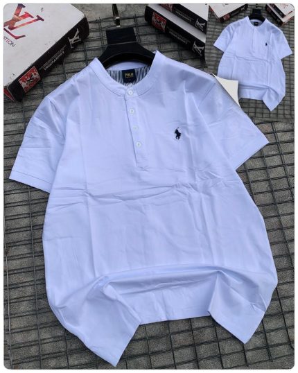 Classic Bishop Neck PRL Cotton Polo Shirt