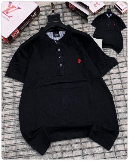 Classic Bishop Neck PRL Cotton Polo Shirt