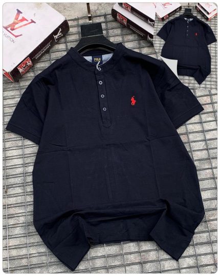 Classic Bishop Neck PRL Cotton Polo Shirt