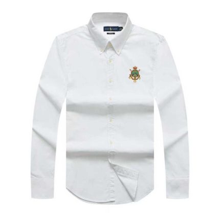 A Classic PRL Custom-Fit Men’s Badge Logo-Embroidered Long Sleeve Oxford Shirt