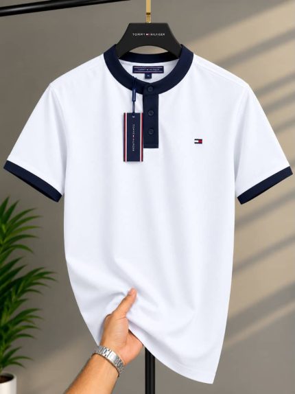 Classic Bishop Neck THF Cotton Polo Shirt