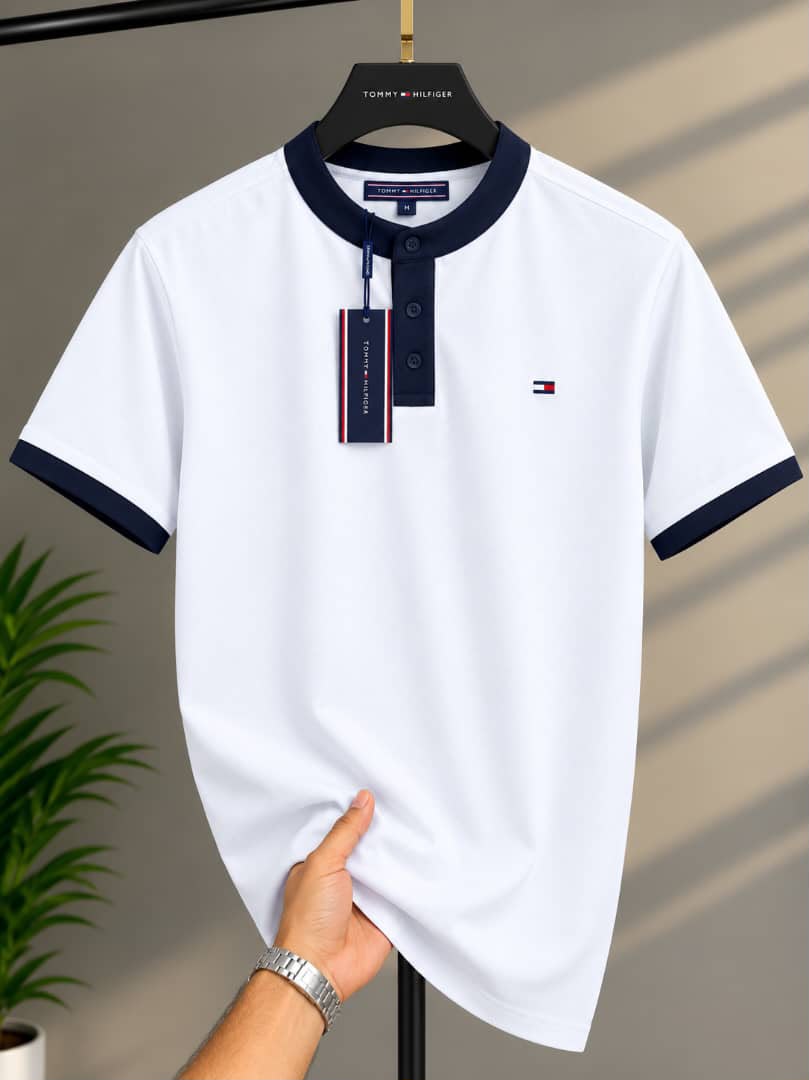 7007950f-ab46-4cce-bee8-a9e586218940 Classic Bishop Neck THF Cotton Polo Shirt