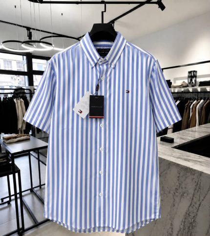 A Classic THF Custom-Fit Logo-Embroidered Men’s Long Sleeve Oxford Cotton Shirt