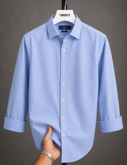 A Classic PRL Custom-Fit Logo-Embroidered Men’s Long Sleeve Oxford Cotton Shirt