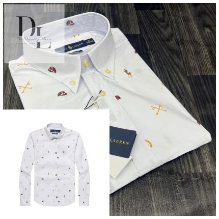 A Classic PRL Custom-Fit Logo-Embroidered Men’s Long Sleeve Shirt