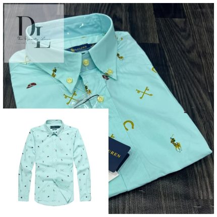 A Classic PRL Custom-Fit Logo-Embroidered Men’s Long Sleeve Shirt