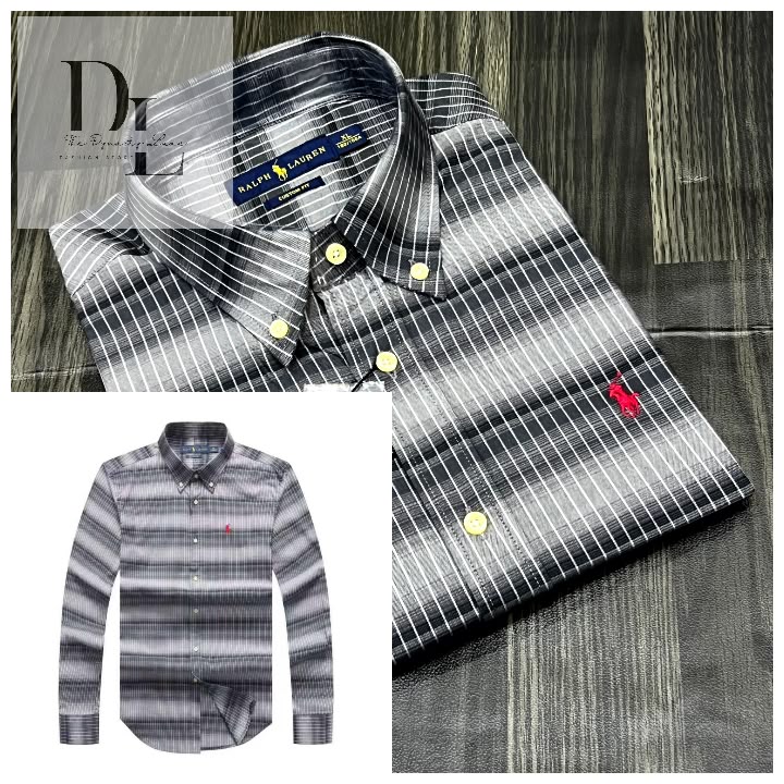 7e4dd901-9b7e-4443-9ad3-07d0a258f765 A Classic PRL Custom-Fit Logo-Embroidered Men’s Long Sleeve Oxford Cotton Shirt