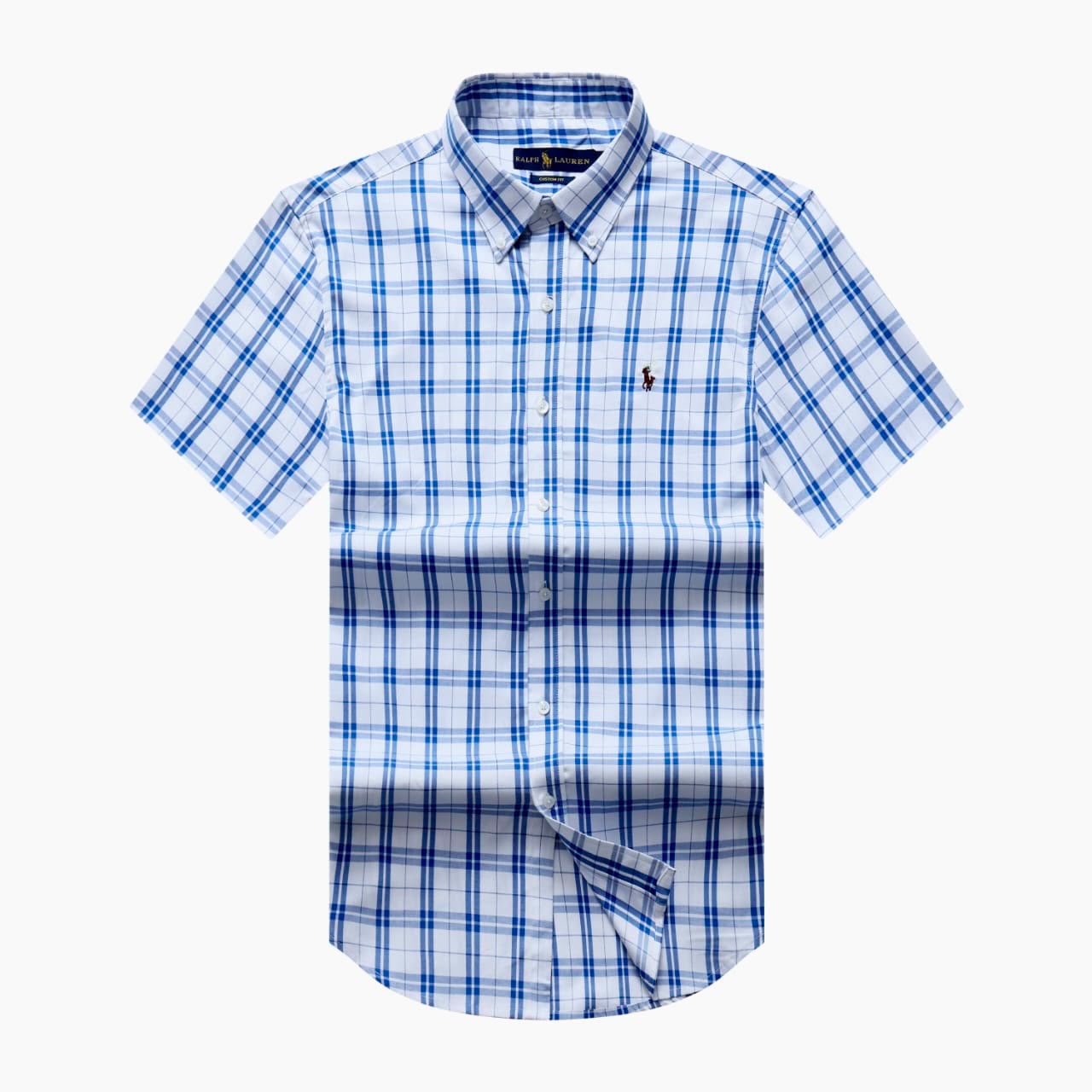 32d6336d-f6d4-4876-8a6f-679b7a598d81 A Classic PRL Men’s Custom-Fit Logo-Embroidered Short Sleeve Oxford Cotton Shirt