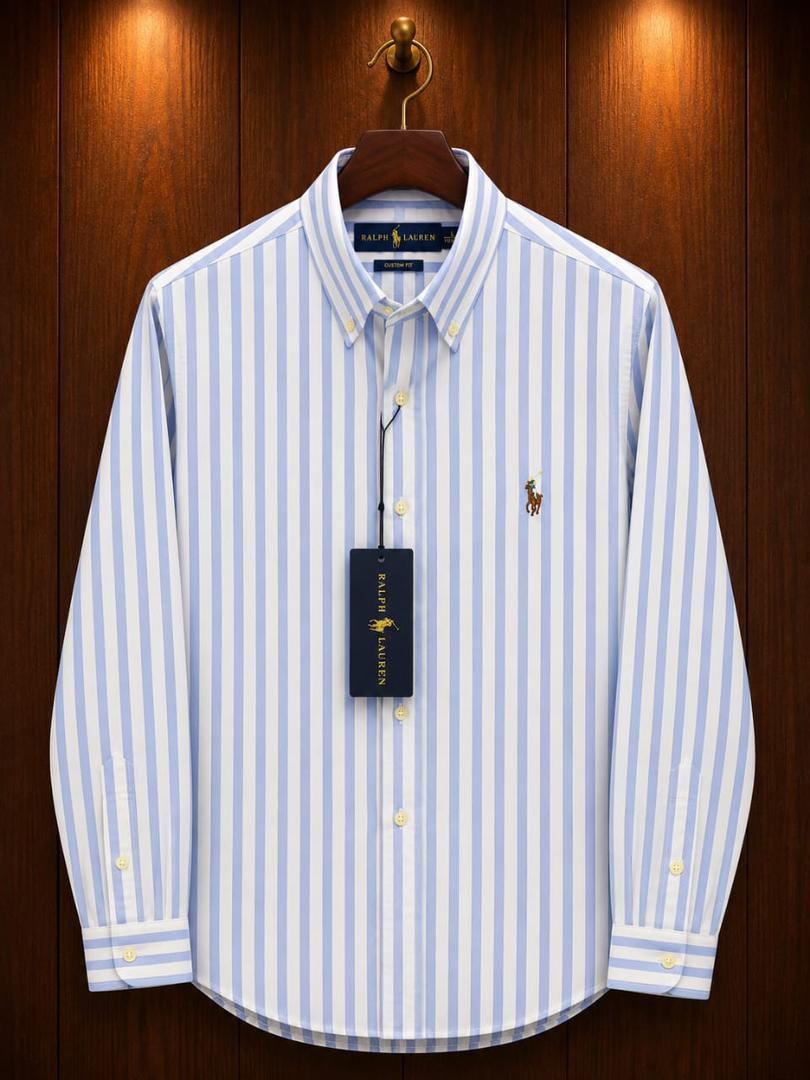 52879675-e3ab-426c-9f3e-8dc9a8f14e4f A Classic PRL Custom-Fit Logo-Embroidered Men’s Long Sleeve Oxford Cotton Shirt