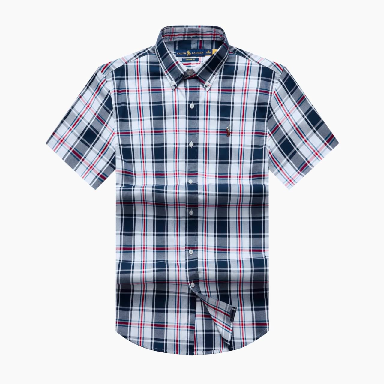 daf1f408-9cc8-43d8-a3cc-79c6e6696ab7 A Classic PRL Men’s Custom-Fit Logo-Embroidered Short Sleeve Oxford Cotton Shirt