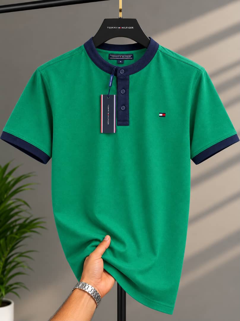 e60a8b21-fb90-42ed-a627-38329c230fda Classic Bishop Neck THF Cotton Polo Shirt