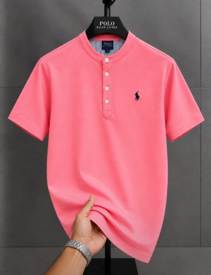 Classic Bishop Neck PRL Cotton Polo Shirt