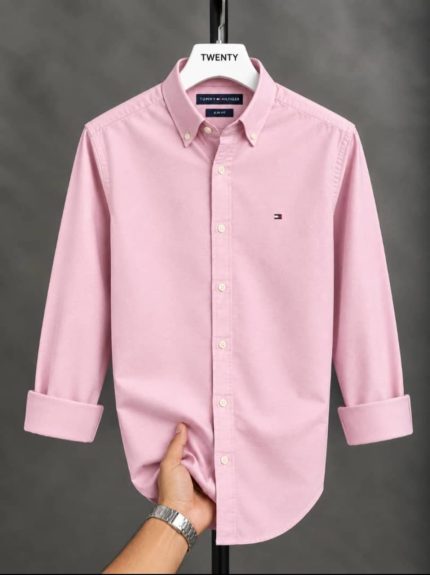 A Classic THF Custom-Fit Logo-Embroidered Men’s Long Sleeve Oxford Cotton Shirt