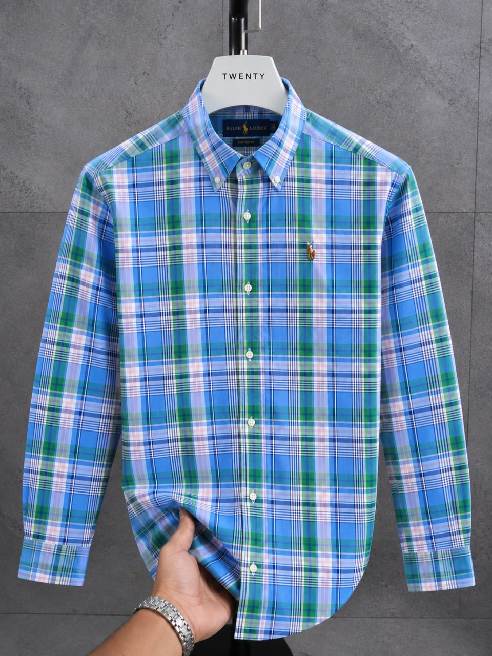 1e9a77d9-7f53-41c5-ab20-478c4dedde06 A Classic PRL Men’s Custom-Fit Logo-Embroidered Long Sleeve Oxford Cotton Shirt