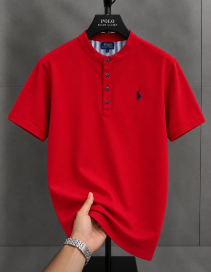 Classic Bishop Neck PRL Cotton Polo Shirt