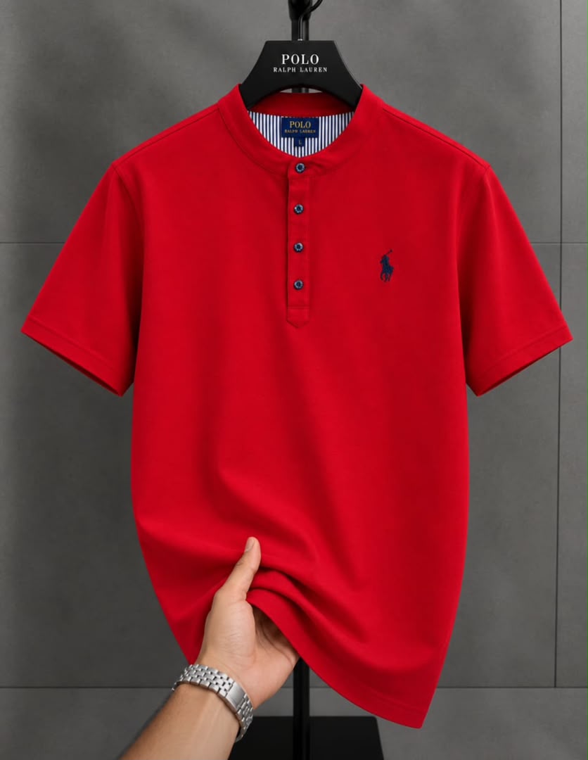 39be0103-632c-41b1-99c9-ebf328f37970 Classic Bishop Neck PRL Cotton Polo Shirt