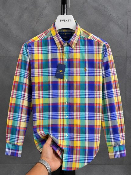 A Classic PRL Men’s Custom-Fit Logo-Embroidered Long Sleeve Oxford Cotton Shirt