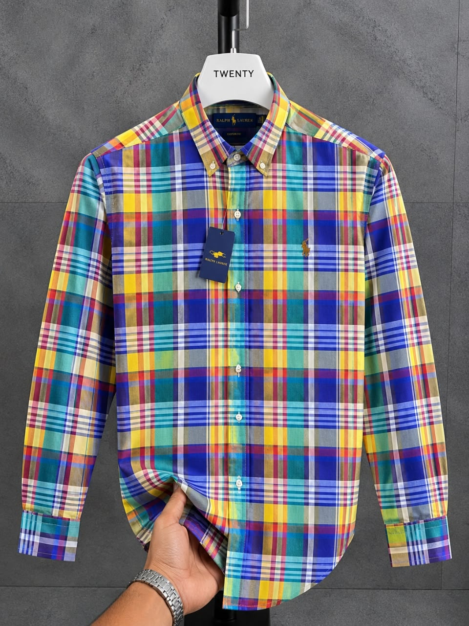 3a042c57-52a7-4a15-8e9c-a73d54c31153 A Classic PRL Men’s Custom-Fit Logo-Embroidered Long Sleeve Oxford Cotton Shirt