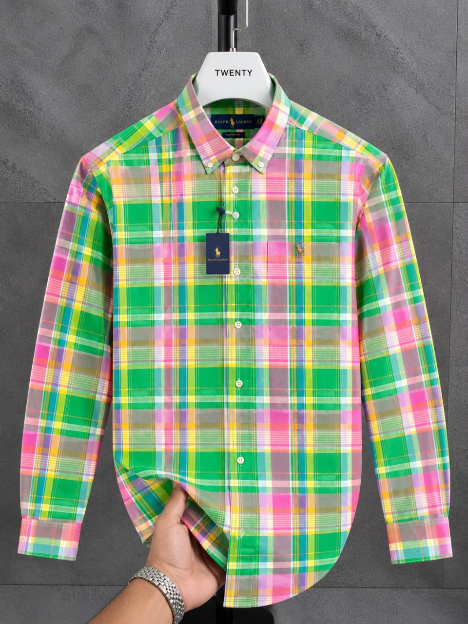 59d2eb83-6cfd-4301-a507-63f487ad7a10 A Classic PRL Men’s Custom-Fit Logo-Embroidered Long Sleeve Oxford Cotton Shirt