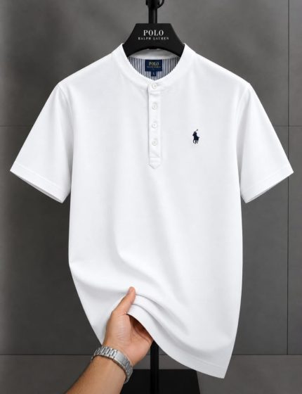 Classic Bishop Neck PRL Cotton Polo Shirt