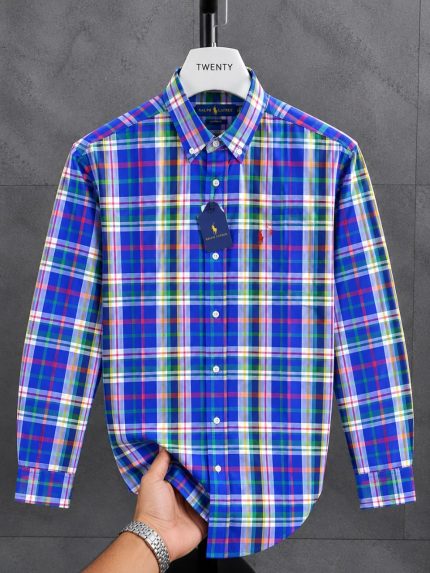 A Classic PRL Men’s Custom-Fit Logo-Embroidered Long Sleeve Oxford Cotton Shirt