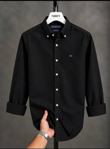 A Classic THF Custom-Fit Logo-Embroidered Men’s Long Sleeve Oxford Cotton Shirt