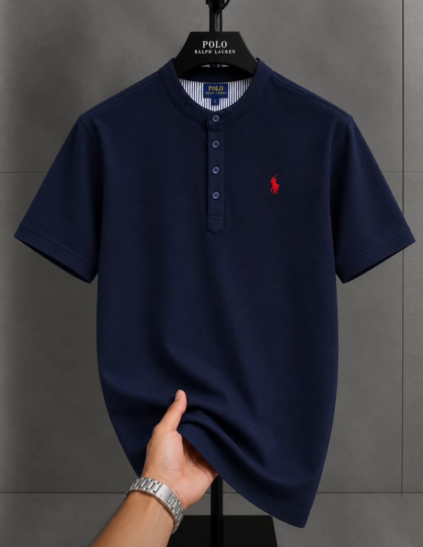 79f14ab4-9ff9-40c1-866f-18920bda057d Classic Bishop Neck PRL Cotton Polo Shirt