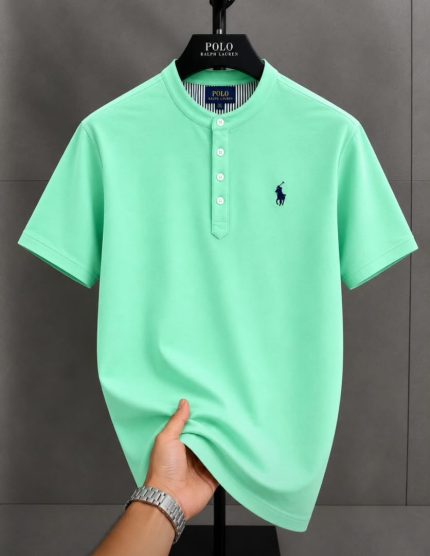 Classic Bishop Neck PRL Cotton Polo Shirt