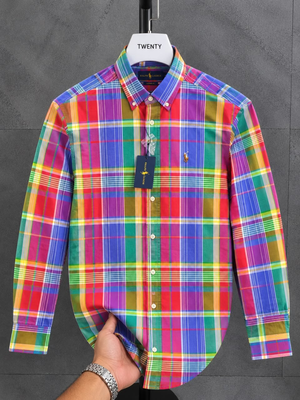 befb0606-324a-4717-9804-fd0e54ac4ef7 A Classic PRL Men’s Custom-Fit Logo-Embroidered Long Sleeve Oxford Cotton Shirt